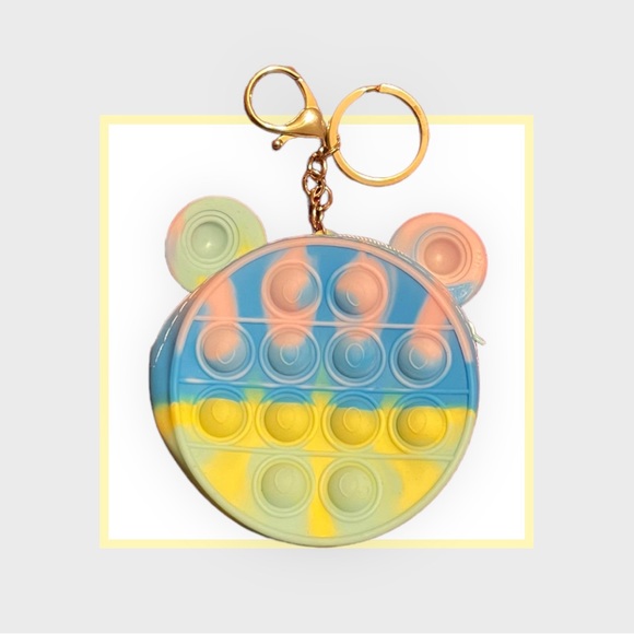 keychain small wallet popit pop it multi colored multi shapes - Picture 1 of 4